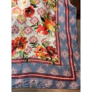 Rachel Zoe Large Scarf-Floral Pink Blue 52” X 51”